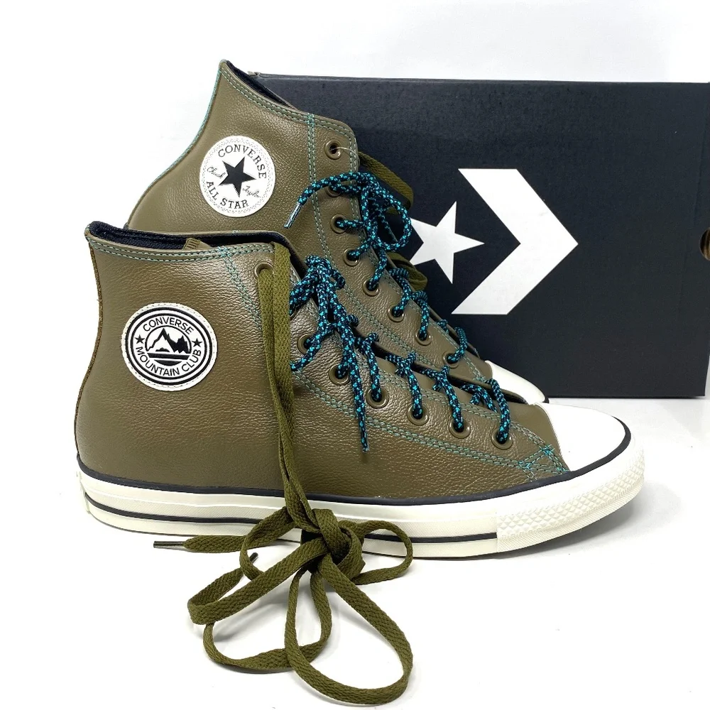 Converse Chuck Taylor All Star High Top Green Olive WomenLeather Sneakers165957C